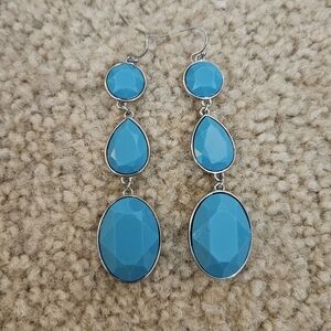 Elegant Blue and Silver Dangle Drop Earrings